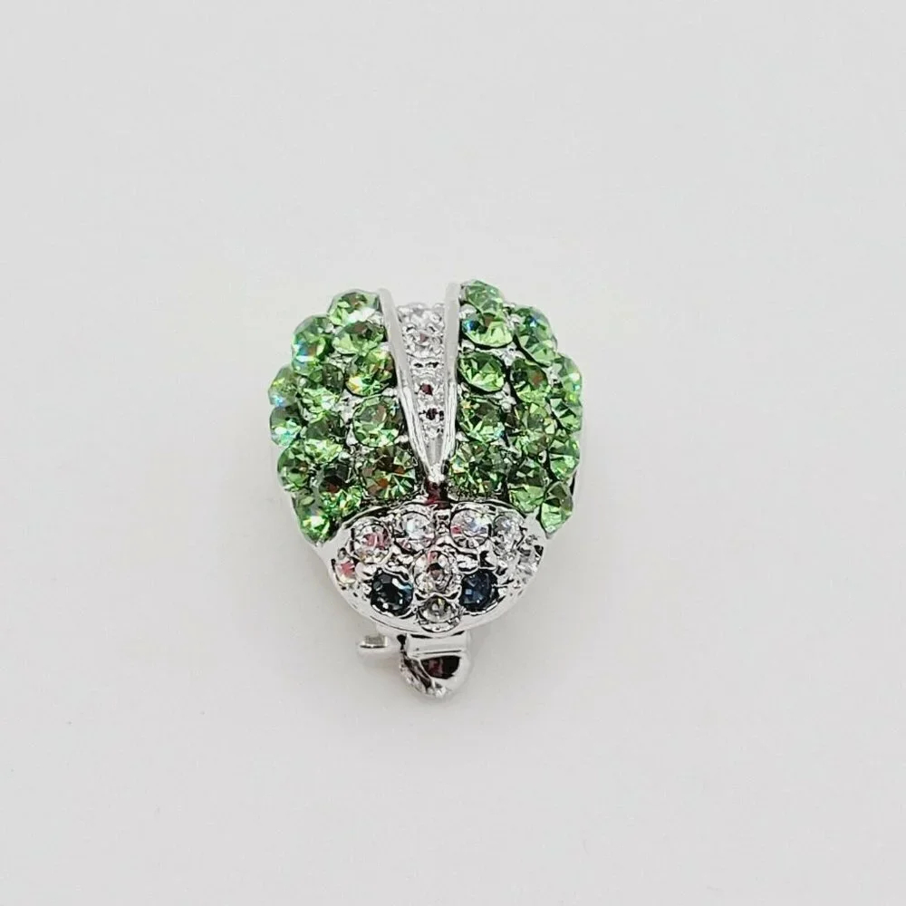 Pave Rhinestone Ladybug Brooch 5/8